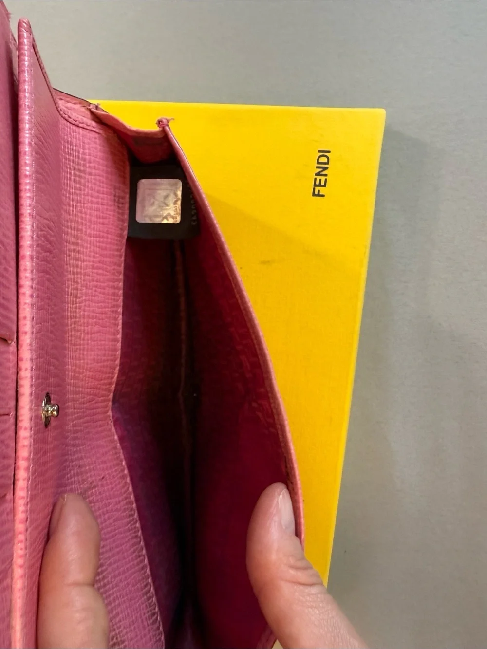 Fendi Wallet Brown FF Monogram Zucca Coated Canvas Pink Interior Box Dust Bag